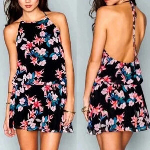 Show Me Your Mumu Hammock Halter Low Back Flowy Mini Dress Honolumu Floral M